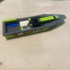 Lego Floating Boat 28 X 8 Lime Green Hull 92710 + Dark Bluish Gray Deck 92711