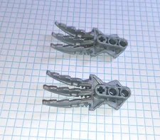 2 pieces Bionicle Lego x1951 Foot or Hand Claw w/ 2 pin holes Pearl Light Gray 2