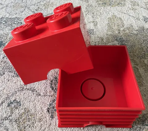 LEGO stackable storage brick 2 x 2, red, 4 stud, great condition, 2010