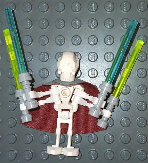 LEGO minifigure Star Wars General Grievous w/ Cape & 4 Lightsabers