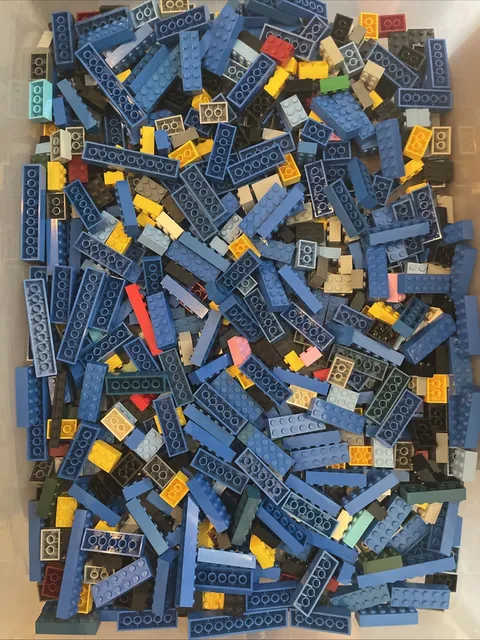 LEGO Bulk Lot of 3 1/2 Pounds Lego - Mostly Blue You Get The Pictured Lot