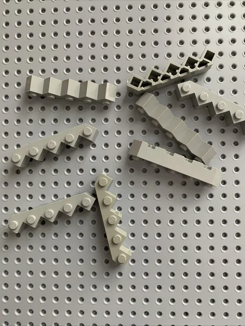 Lego Light Gray Brick, Modified Facet 5 x 5 lot of 8 pieces 6107