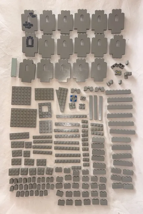 Vintage LEGO Castle Builders Lot - Old Light Gray- Wall Panels And Bricks-1980’s