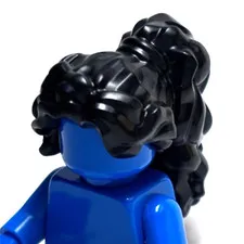 Lego - Minifigure Hair - Black, Ponytail, Wavy, Bangs, Long