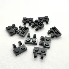 LEGO Parts - Dark Bluish Gray Plate 1 x 2 2 Open O Clips - No 60470b - QTY 10