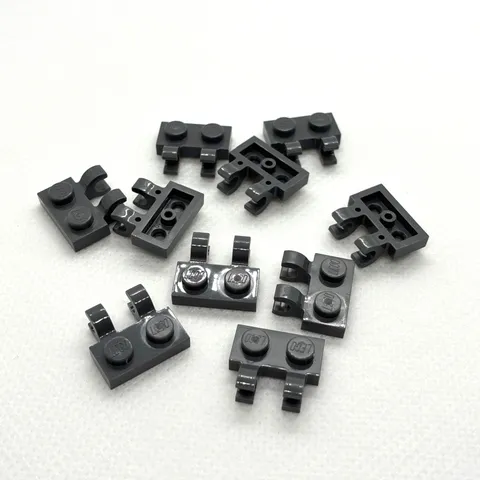 LEGO Parts - Dark Bluish Gray Plate 1 x 2 2 Open O Clips - No 60470b - QTY 10