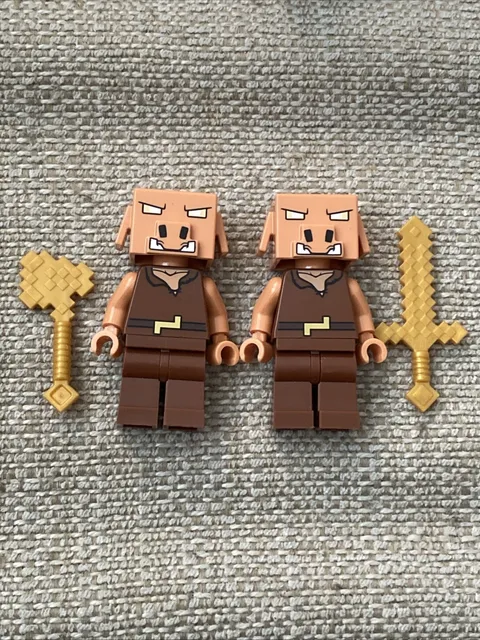 LEGO Minecraft Piglin Lot Pearl Gold Sword Axe Minifigure  - min213