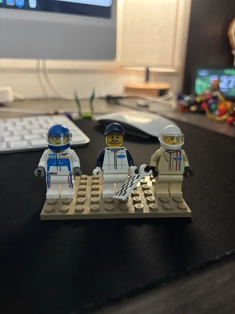3 Ford Lego Minifigure Drivers Racing 2 Drivers 1 Checker Flag Guy