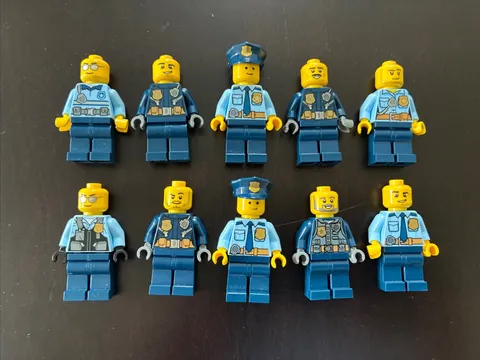 Lego Police Cop Minifigure Lot OF 10 100% Lego Figures Excellent Condition USED