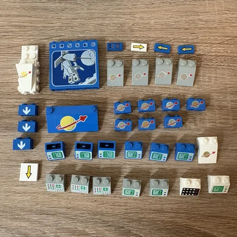 Lot Of 36 Vtg Lego Space Printed Parts Slope Brick Tile Wall Panel