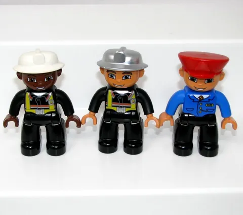 Lego Duplo FIGURE LOT of 3 Minifigures - Fireman, Police