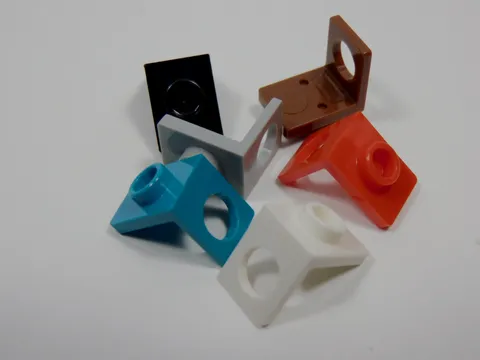 LEGO Lot of 6 Neck Brackets 1x1 White Red Black Brown Light Gray Q7