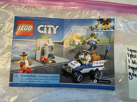 LEGO CITY Police Starter Set 60136 80pcs Incomplete Missing Pieces No Box