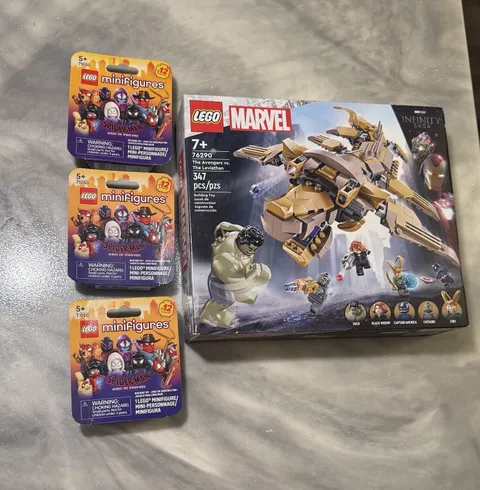 LEGO Marvel the Avengers vs. The Leviathan 76290 and 3 Spider Verse CMF NIB