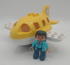 Lego Duplo Midsize Yellow Airplane For Airport with Pilot 