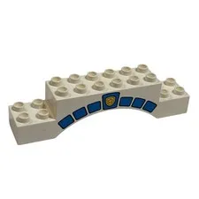Duplo Lego White Blue Arch 2X10X2 Police Station Sign Town Brick Piece Part