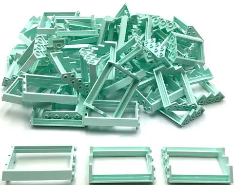 Lego 70 New Light Aqua Door Frames 4 x 4 x 6 Corner No Glass Parts