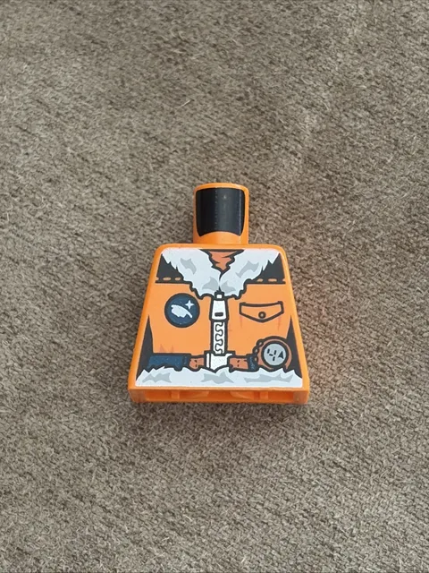 Lego Orange Minifig Torso Arctic Explorer Logo Zipper White Fur Trim Pattern