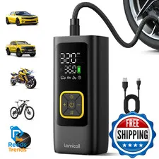 Lamicall Tire Inflator Portable Air - 4X Faster150 Psi Car Bike Air Pump