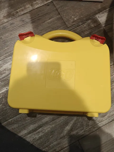 2012 Yellow Hard LEGO Storage Case / Plastic / Latching with dividers With LEGO 