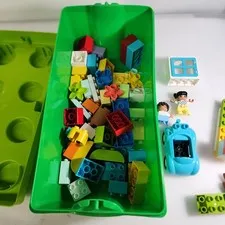 LEGO DUPLO Storage Brick Box Building Block Container 14x7x7 Green With Duplos 