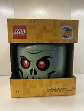 Lego Green Skeleton Zombie Storage Head Container NEW Halloween Decor Small