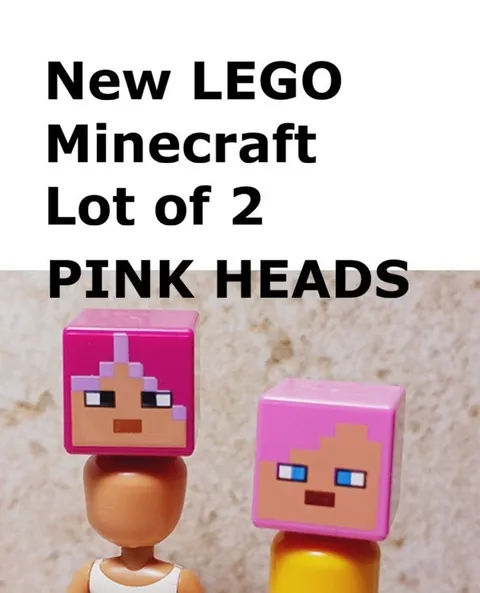 New LEGO Girl Head Pink Set MINECRAFT Square Heads Cute Convert Your Fig Change