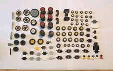 Vintage 1990s LEGO Wheels, Axles, Steering Wheels Lot