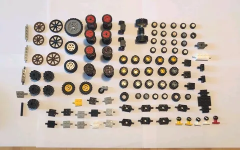 Vintage 1990s LEGO Wheels, Axles, Steering Wheels Lot