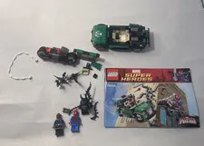 LEGO Spider-Man: Spider-Cycle Chase 76004 w/ Mini-Figs & Manual As-Is Parts