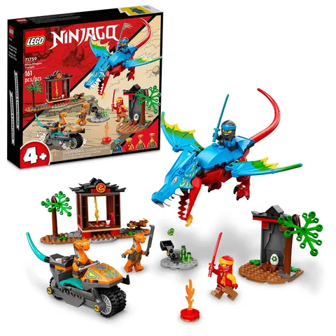 LEGO NINJAGO Ninja Dragon Temple Set 71759 with Toy Motorcycle, Kai, NYA and ...