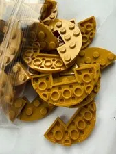 LEGO-NEW -#18646-PEARL GOLD-PLATE/ROUND/1/2/3 X 6 W/ HALF CUTOUT-5 PIECE