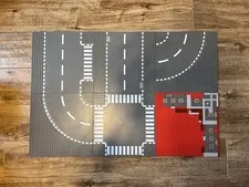 Lot of 6 LEGO Base Plates City Street Road Gray Plus Plain Red 10”x10”