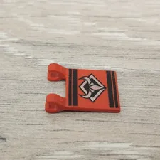Lego 2335px3 Red Flag 2 x 2 Square with Flat Edge Silver Bull's Head Pattern