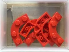 LEGO Parts - Red Plate Round Corner 3 x 3 2 x 2 Curved Cutout - No 68568 - QTY 5