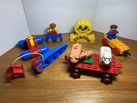 Vintage Duplo Lego Lot Cute Vehicle Wagon Animals Circus Train Parts