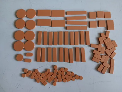 LEGO BULK LOT 108 MEDIUM DARK FLESH/NOUGAT SMOOTH TILES 1X1 1X2  1X4 1X6 2X2 3X3