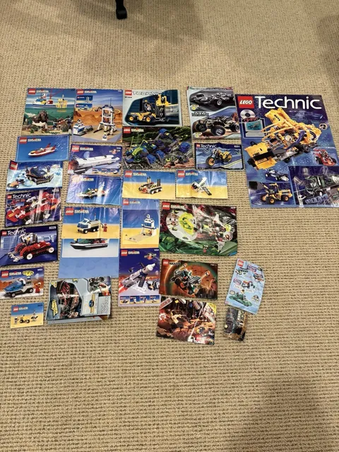 Massive Lego Vintage 90s Lot Technic, Minifigs Instructions Read!!!