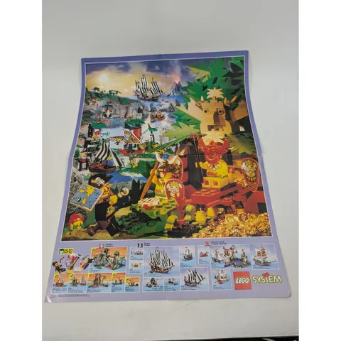 Vintage 1994 LEGO System Promo Poster Pirates Islanders Space Castle 90s Print