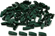 Lego 100 New Dark Green Slopes Sloped Curved 3 x 1 Parts