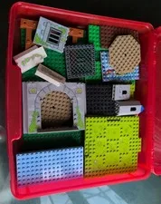 Multiple Lego Plate and Baseplate Lot of Various Colors & Sizes Plus Storage Box