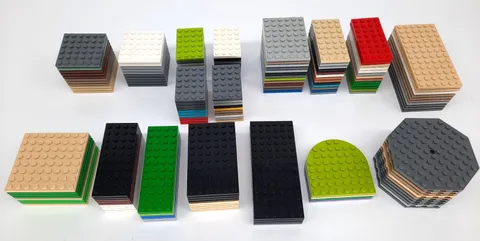 LEGO Baseplate Lot of 160, (2 lbs), Mixed Sizes & Colors LEGO Plates, (W1-C)