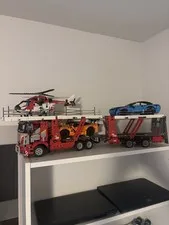 Lego Technic Lot .Car transporter 42098, Helicopter 42092, Orange corvette 42093