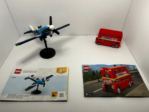 LEGO creator sets 31160: 3-in-1 Plane and 40220: British Bus - 95-99% Complete