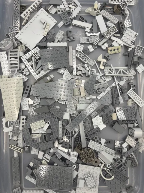 1 lb. Bulk Mixed Gray Legos - standard blocks and unique pieces (Lot C)