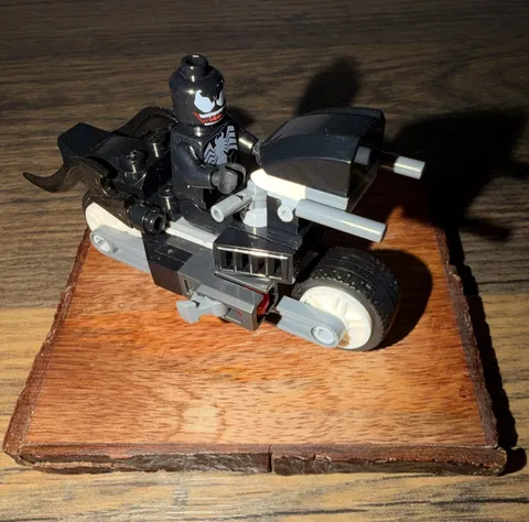 LEGO Venom Minifigure on Custom Build Motorcycle - Plastic Character Figure