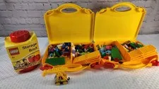 Two LEGO Storage Carry Case + 302 Lego Blocks + Thomas LEGO+ Dividers + New Cube