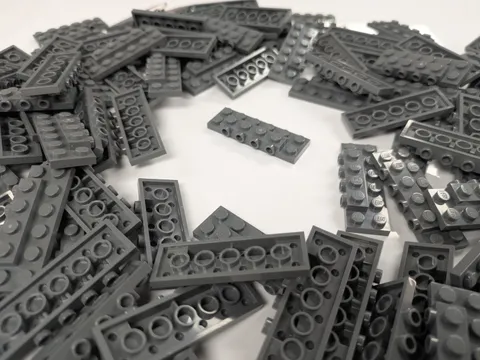 Lego x100 New Dark Bluish Gray Plate 2 x 6 x 2/3 with 4 Studs on Side # 87609