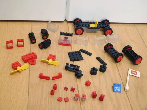 Old LEGO Block Parts Vehicle Tires Steering Wheel Windows Lamps Chair Flags Numb