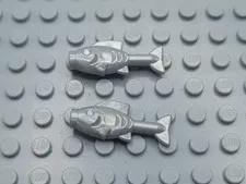LEGO Lot of 2 Pearl Light Gray Fish Sea Animal Pieces